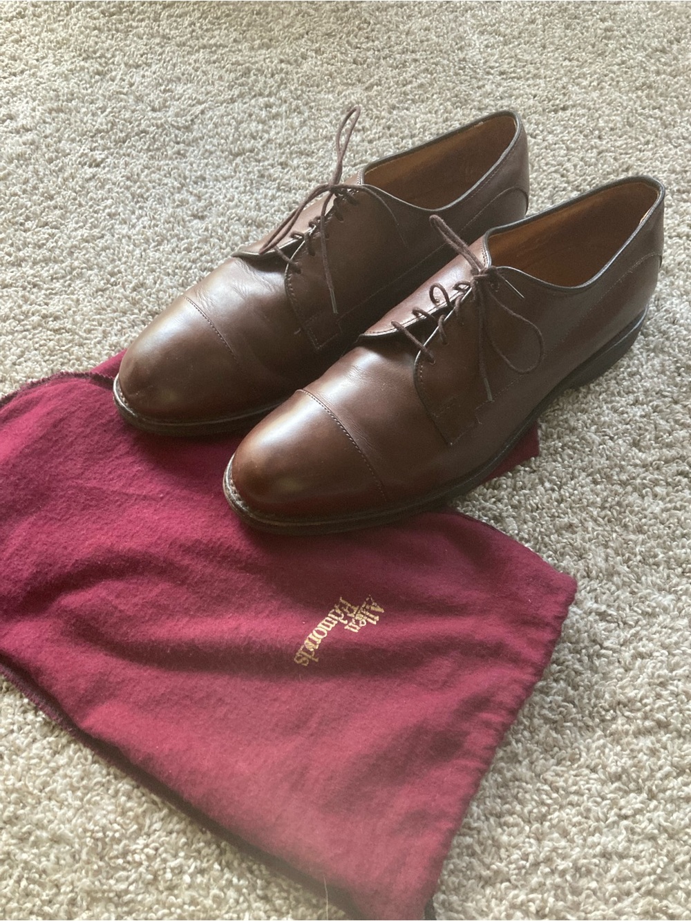 Allen Edmonds Bergland Brown Cap-Toe Oxford Dress Shoes 10.5 D